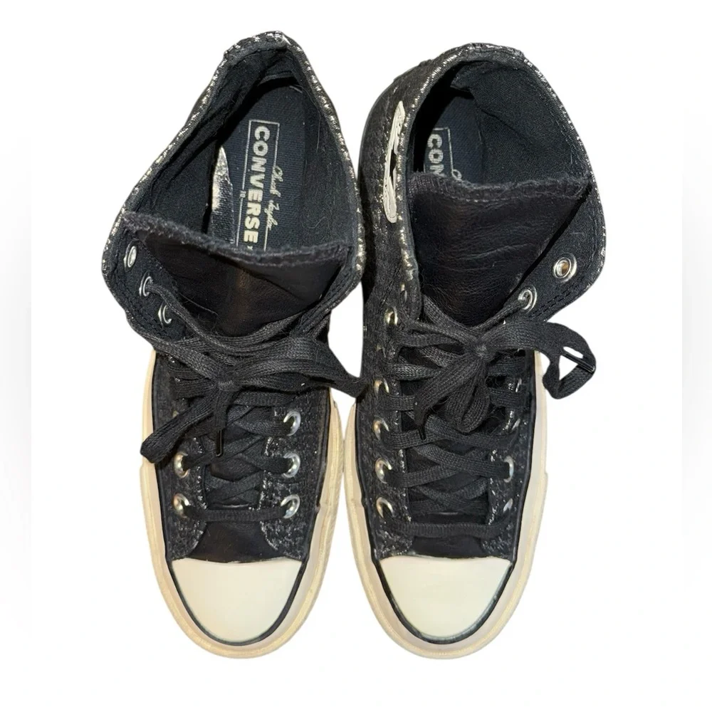 Converse Chuck 70 High Houndstooth Shine Sneakers Women’s Size 8.5 - Picture 6 of 8